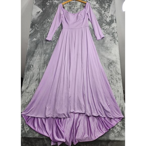 NEW HEBEOS Long Sleeve Sweetheart Princess Cut Formal Dress Size 12 Purple - Picture 1 of 9